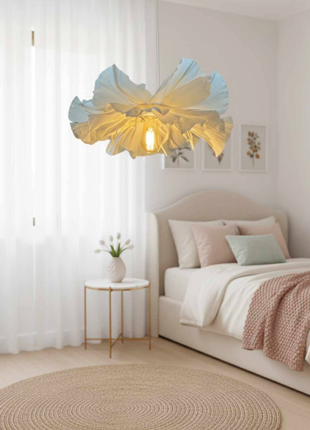 Opviq Pendelleuchte weiß Kunststoff B/H/T/L/D: ca. 48x85x48x48x48 cm E27 1 Brennstellen