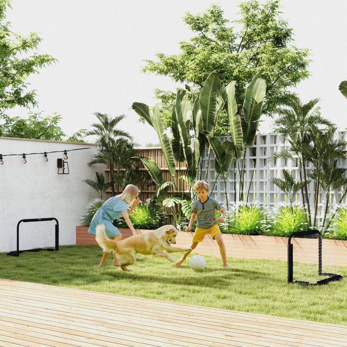 HOMCOM Fußballtor schwarz B/H/L: ca. 36x60x90 cm