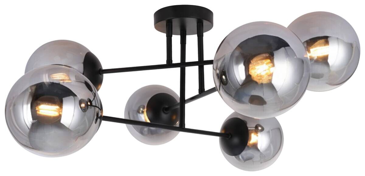 POCOline Deckenleuchte Space schwarz Rauchglas B/H/T: ca. 66x30x66 cm E14 6 Brennstellen