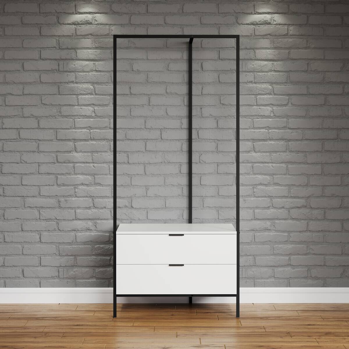 Garderobe Jody weiß matt schwarz B/H/T: ca. 85x190x47 cm