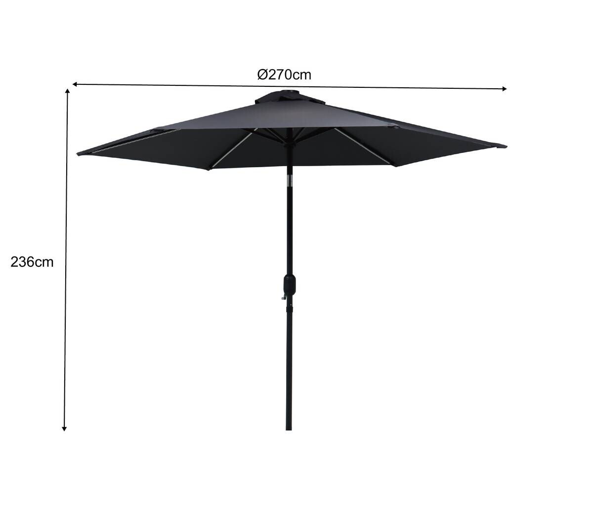 POCOline Sonnenschirm grau Stahl H/D: ca. 236x270 cm