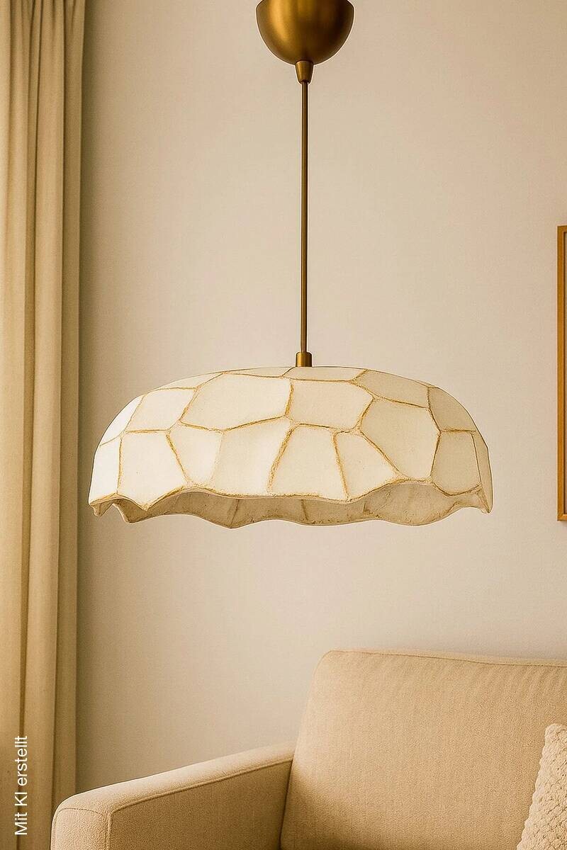 Opviq Pendelleuchte beige gold Beton Metall B/H/T/L/D: ca. 37x65x37x37x37 cm E27 1 Brennstellen