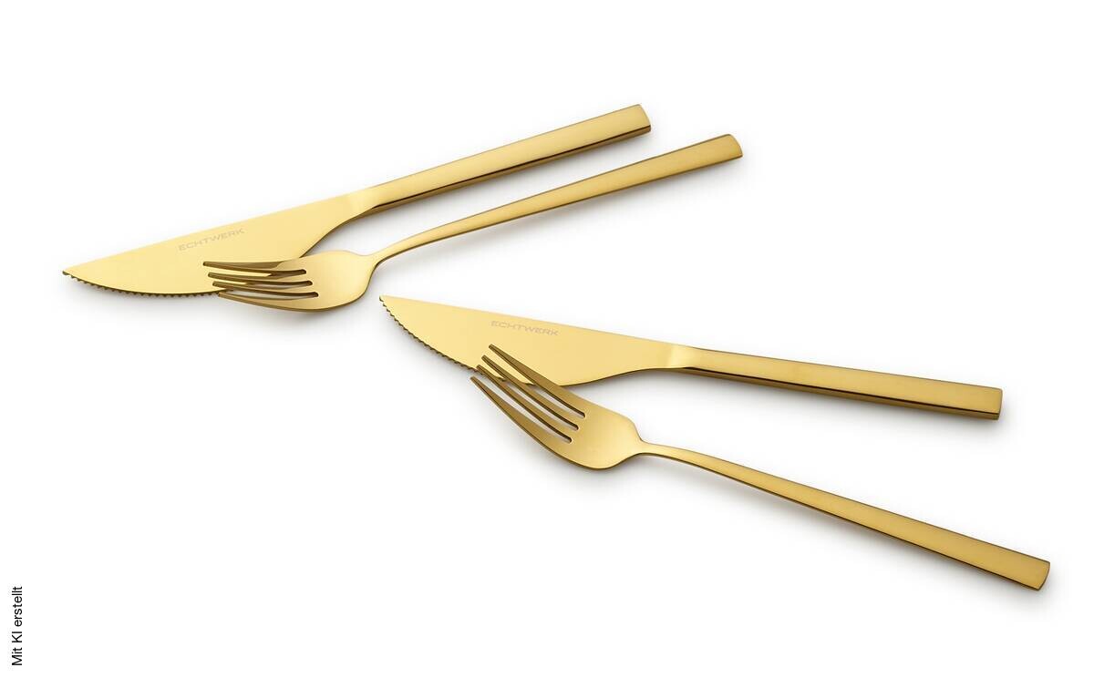 ECHTWERK Besteckset gold Edelstahl 4 tlg.