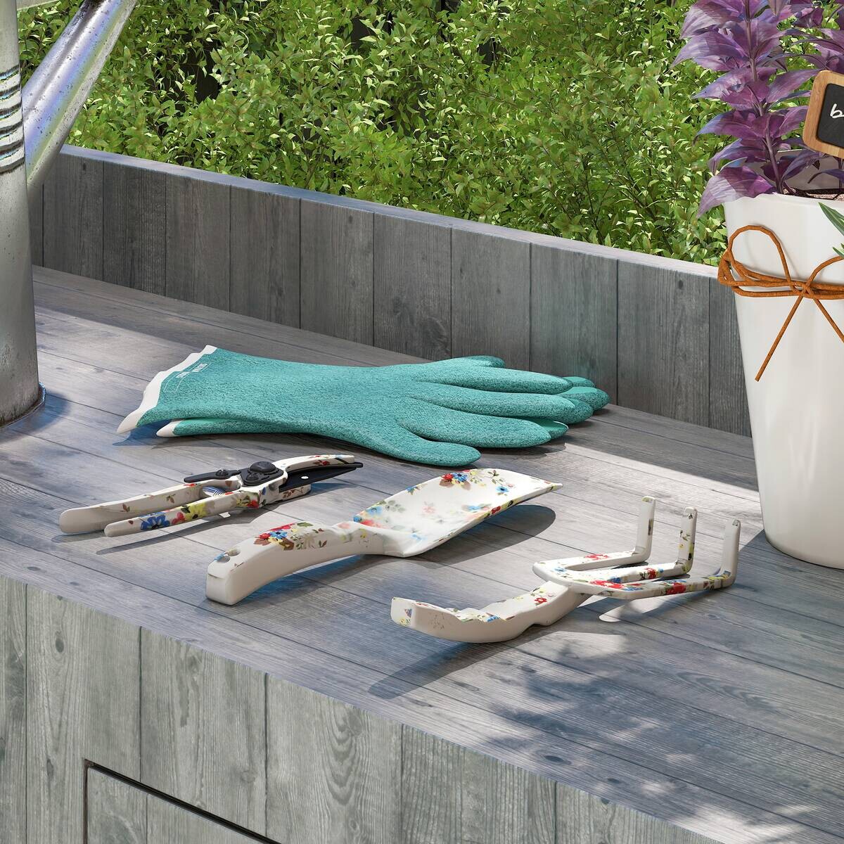 Outsunny Gartenwerkzeug-Set mehrfarbig Metall B/H/L: ca. 7x3x26,5 cm