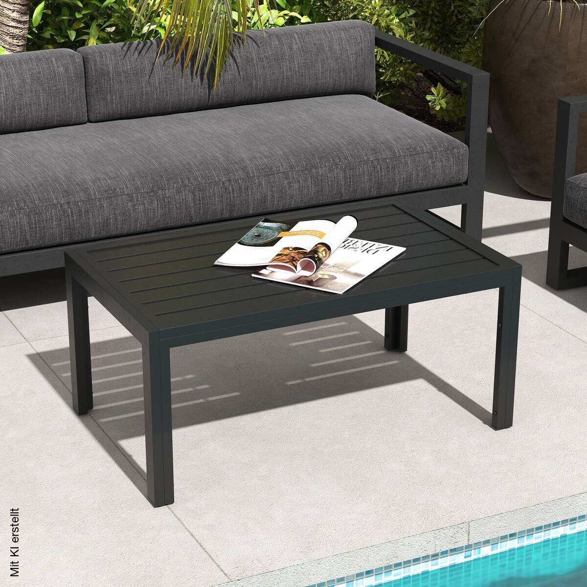 Outsunny Balkontisch schwarz Stahl B/H/L: ca. 61x46x101,5 cm