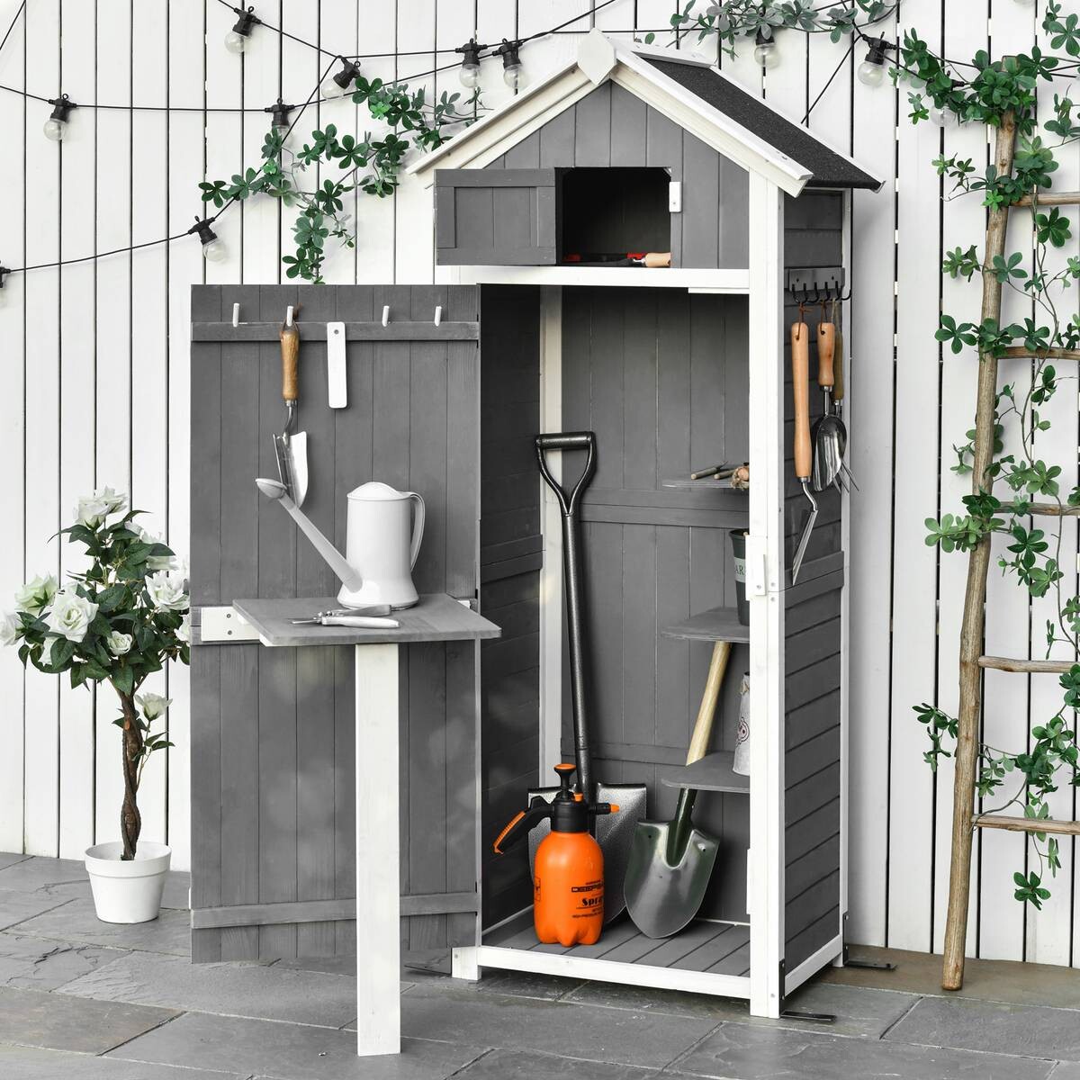 Outsunny Gartenhaus grau B/H/L: ca. 52,5x182x78 cm