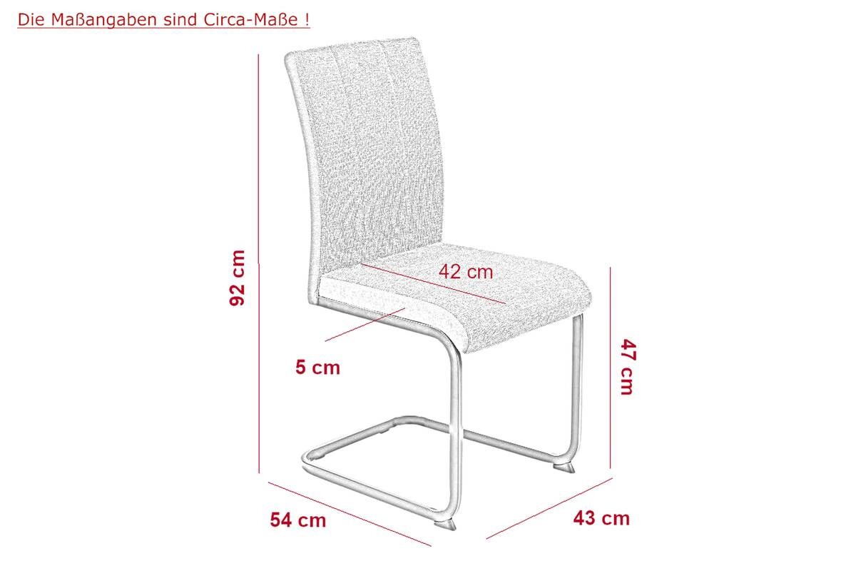 Stuhl 4er Set LINN braun schwarz Webstoff Metall B/H/T: ca. 43x92x52 cm