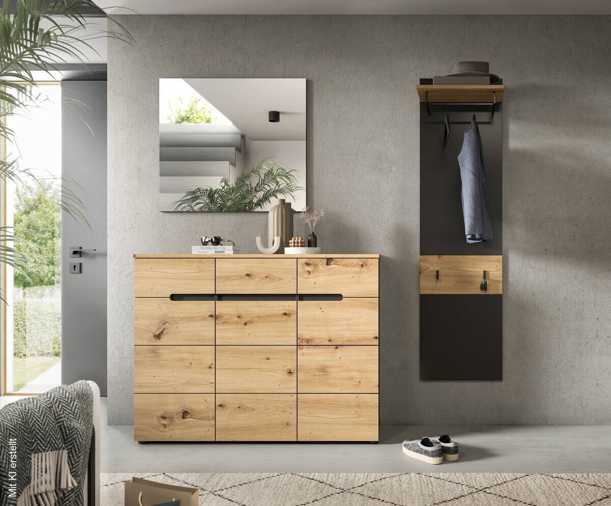 Garderobe Canu basaltgrau Nachbildung Artisan Nachbildung B/H/T: ca. 180x190x37 cm
