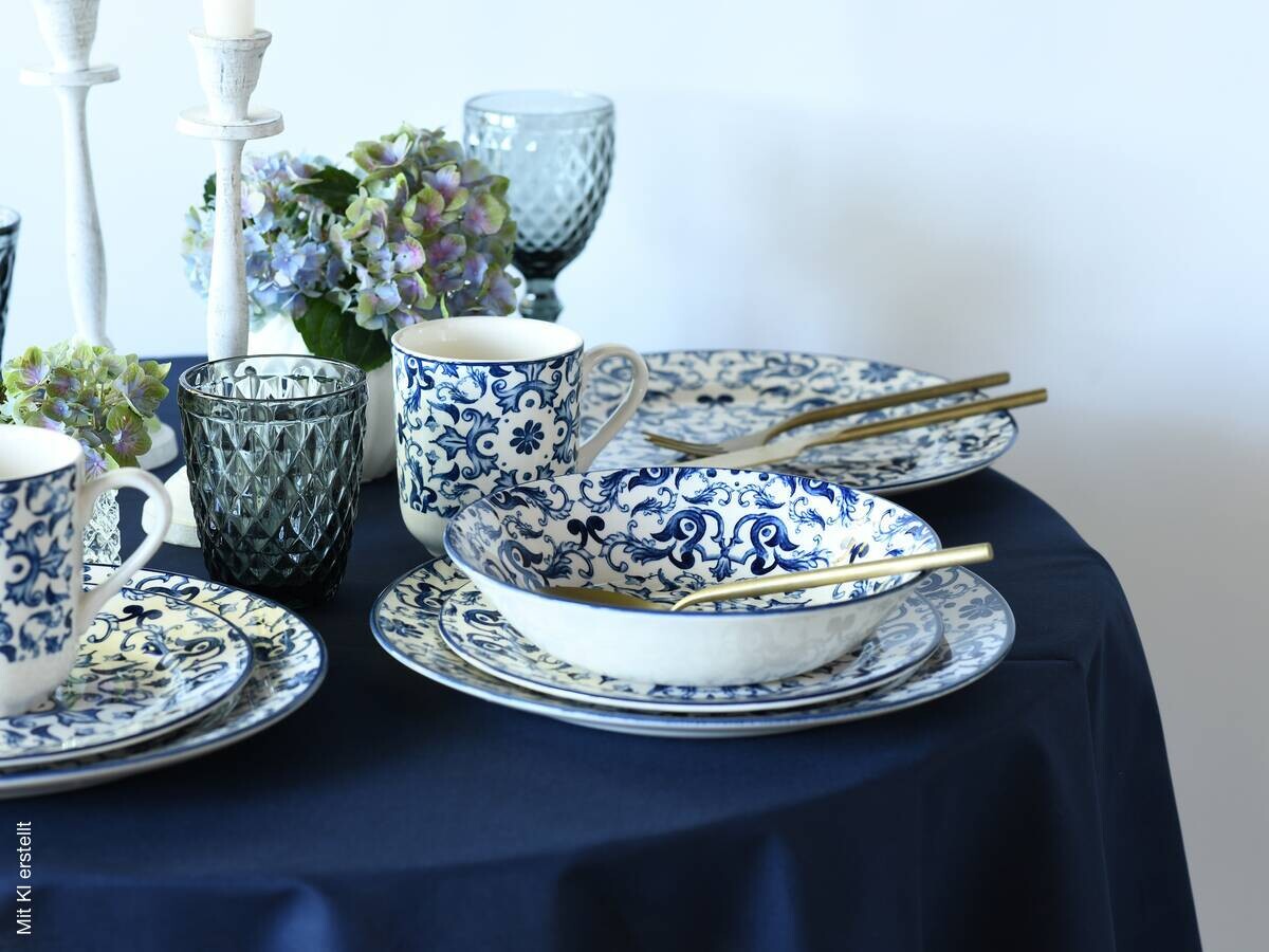CreaTable Kombiservice Fresco blau Steingut 16 tlg.
