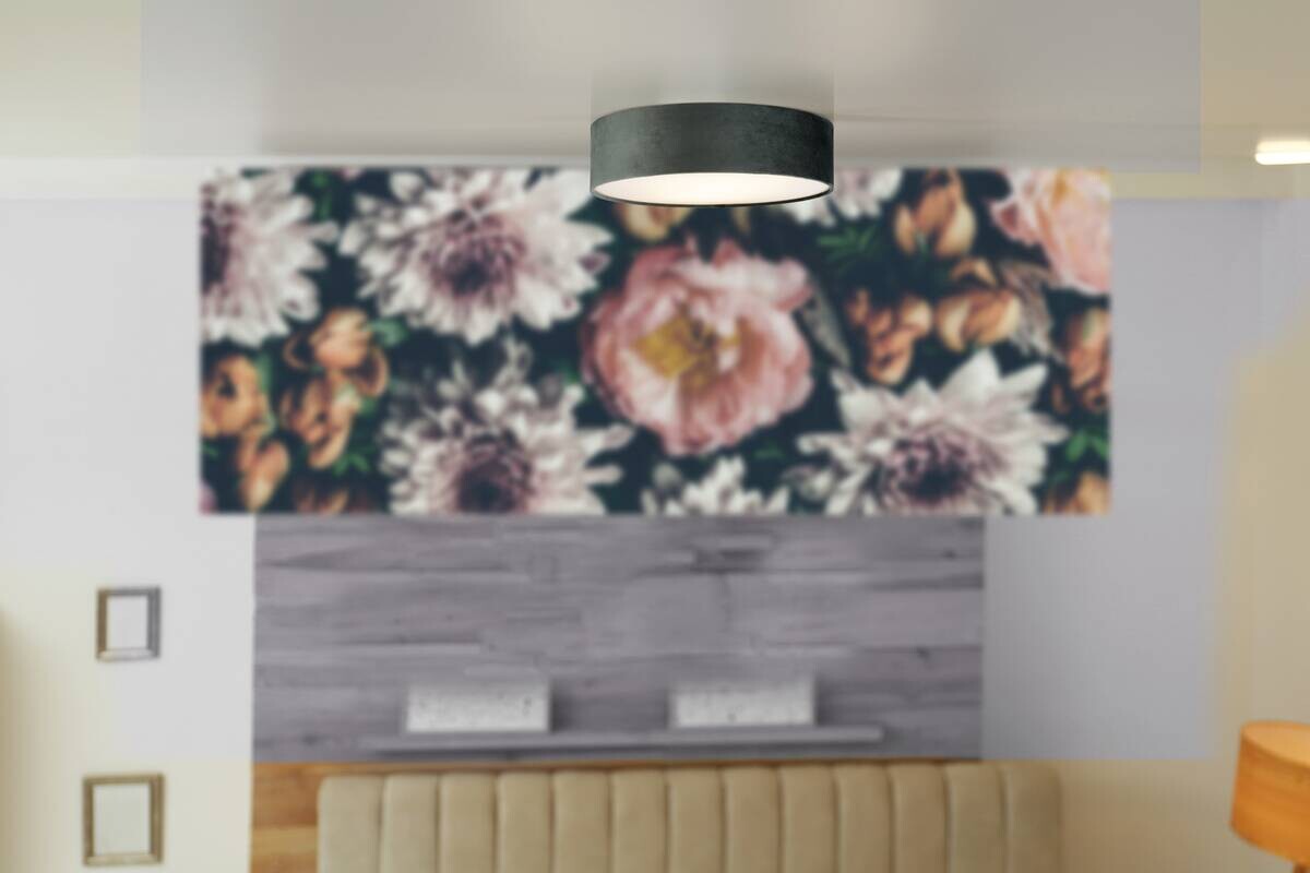 Searchlight Deckenleuchte Drum grau Stahl Samt B/H/L/D: ca. 38x10x38x38 cm E27 2 Brennstellen