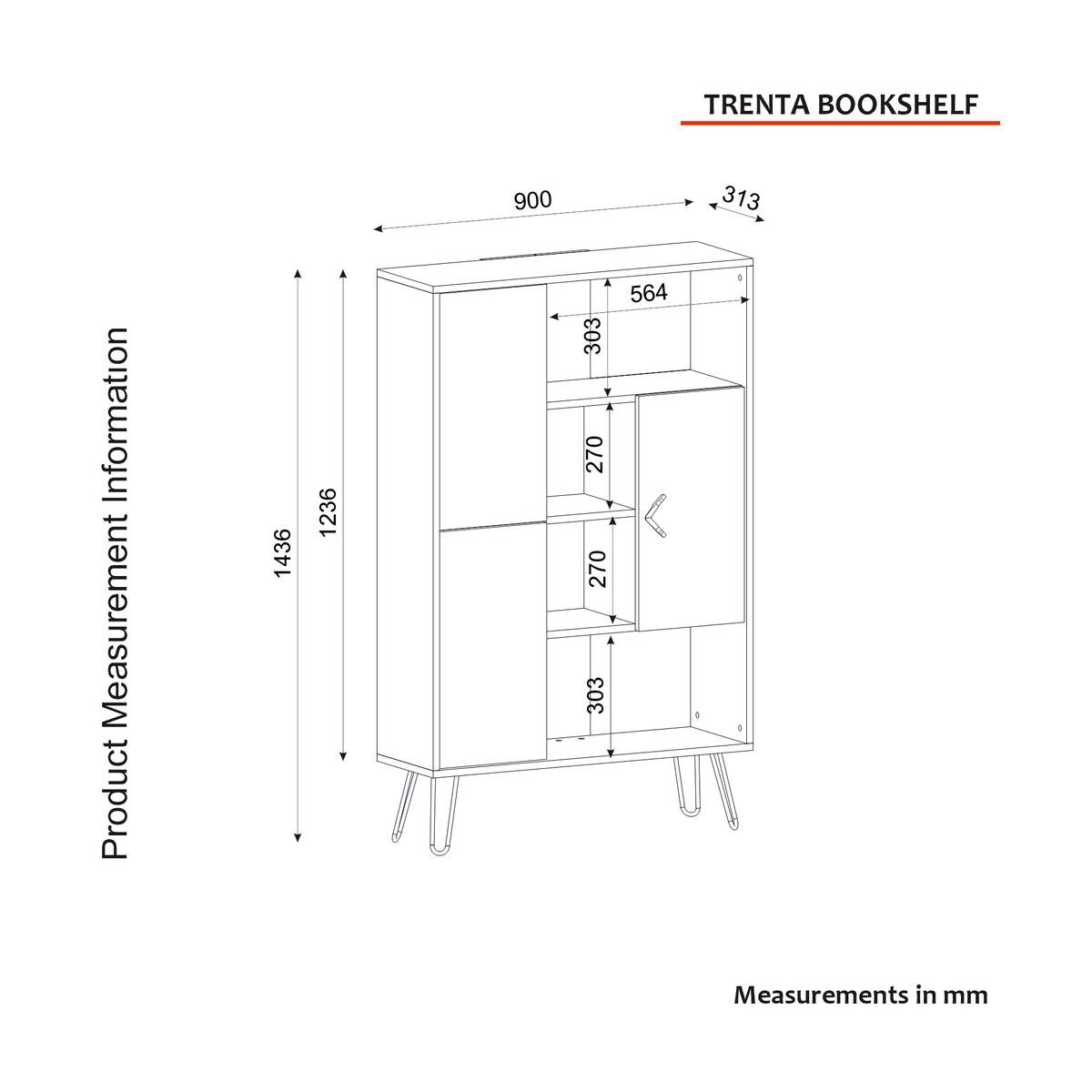 Regal Trenta Rebab grau B/H/T: ca. 90x144x31 cm