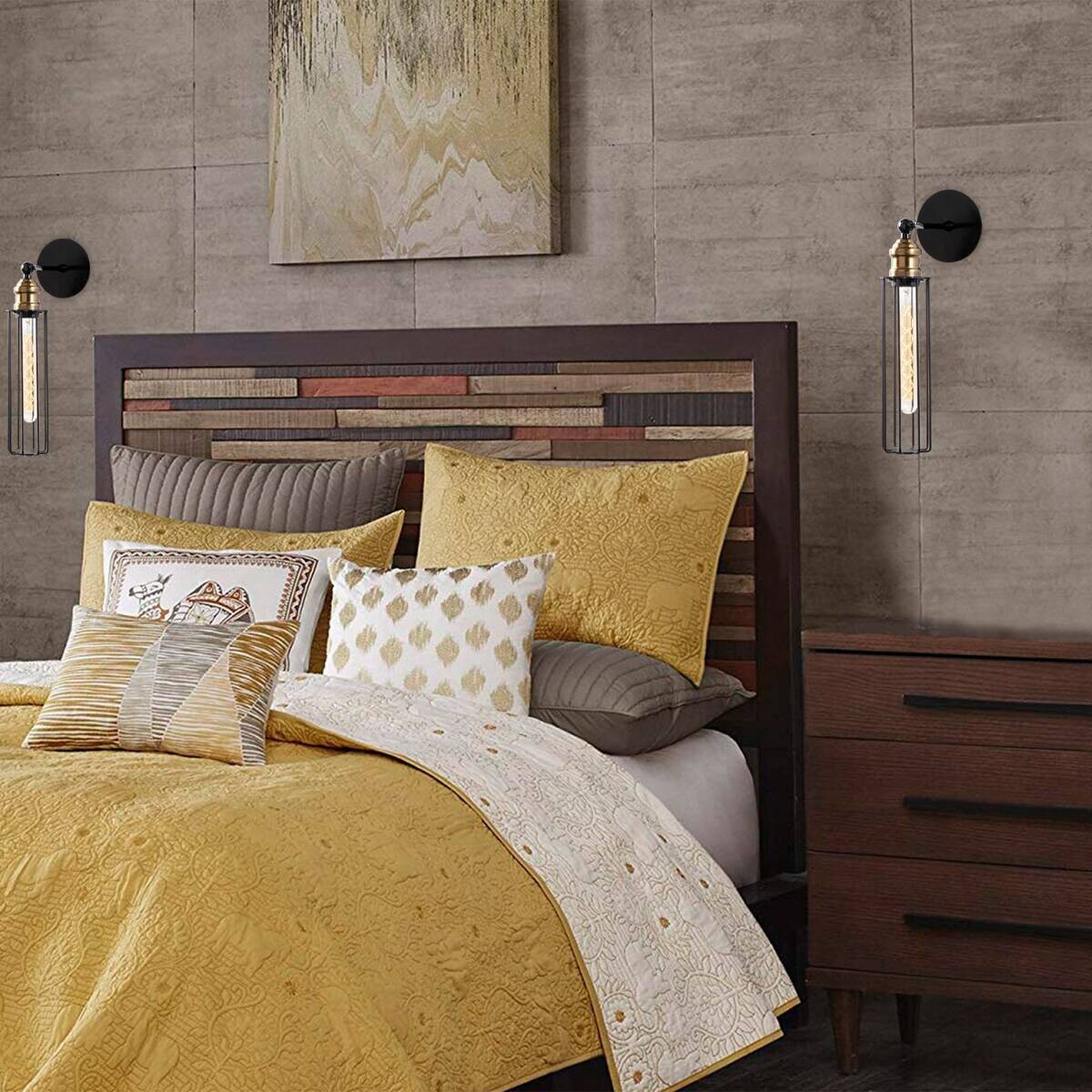 Opviq Wandleuchte schwarz Metall B/H/L: ca. 16x40x8 cm E27 1 Brennstellen