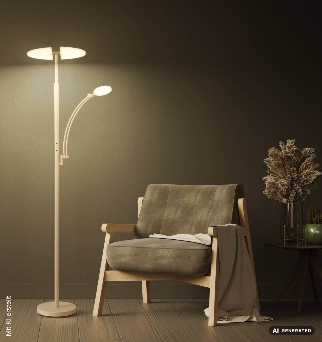 GLOBO LED-Deckenfluter sand Acryl Metall B/H/L: ca. 40,5x183x80 cm 1 Brennstellen