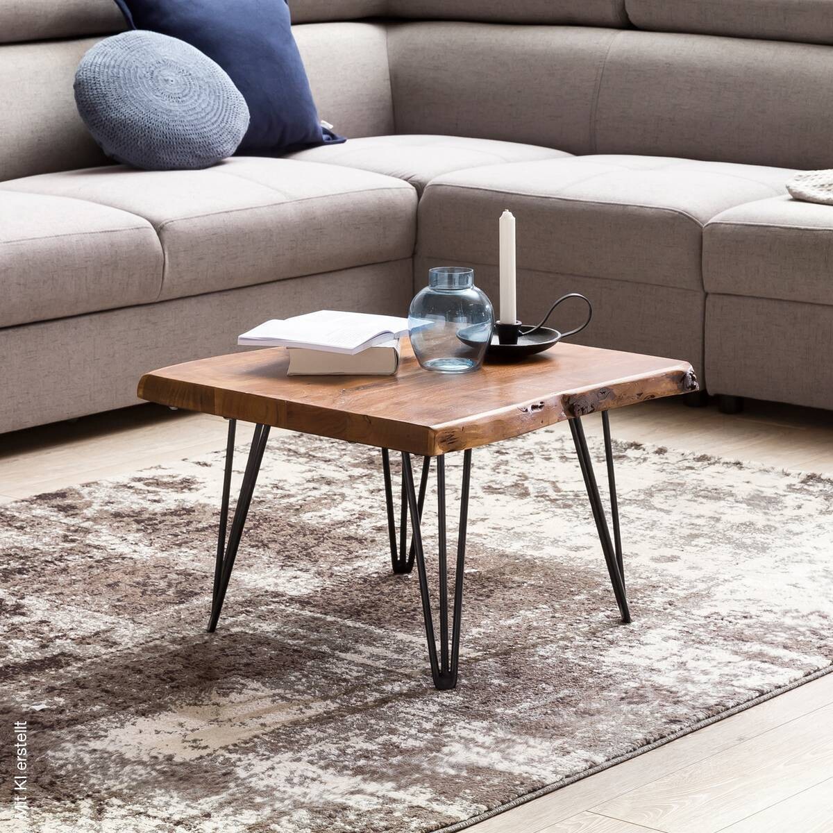 Couchtisch natur schwarz lackiert B/H/T: ca. 56x38x51 cm