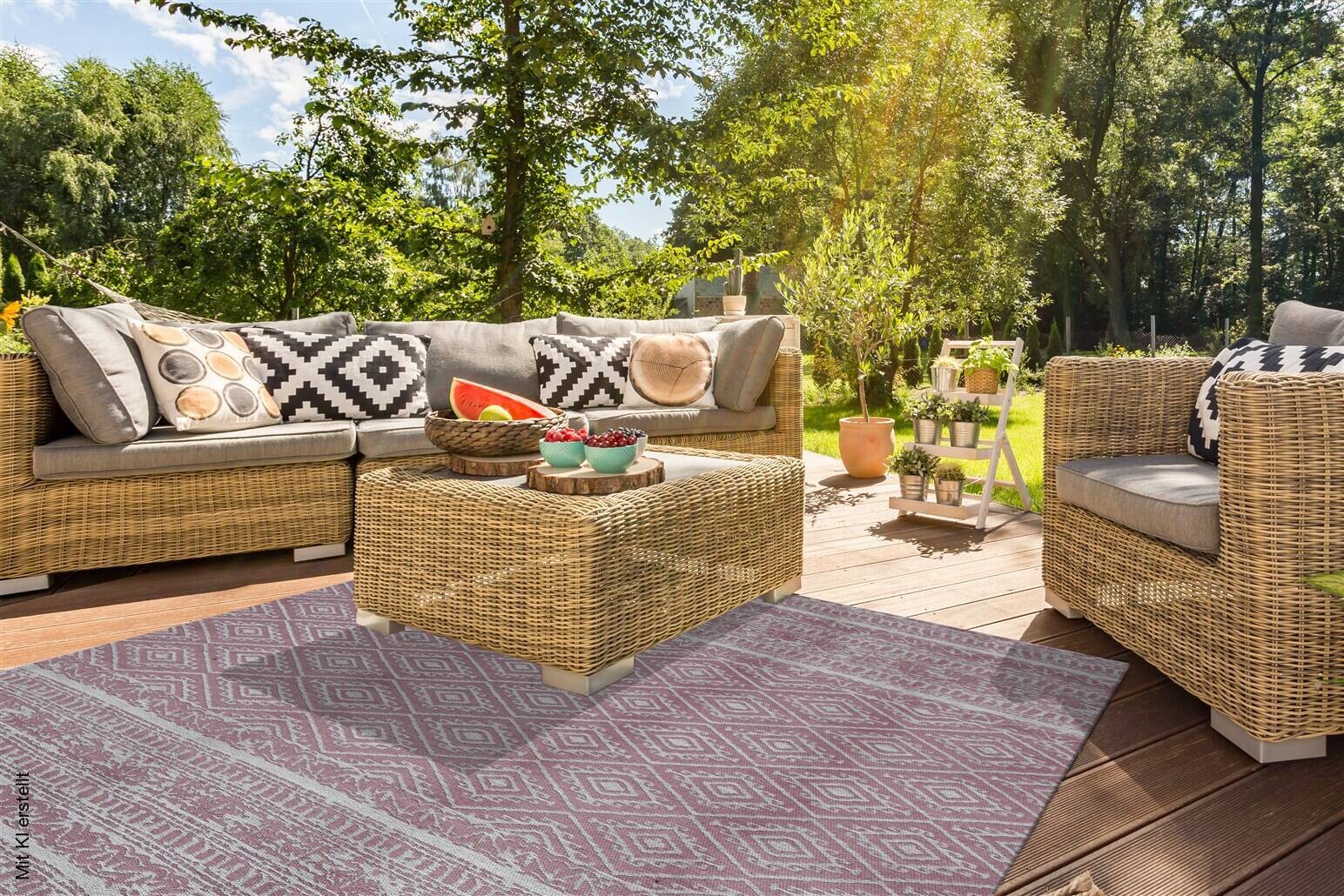 Kayoom Flachgewebeteppich Sunny 110 pink B/L: ca. 120x170 cm