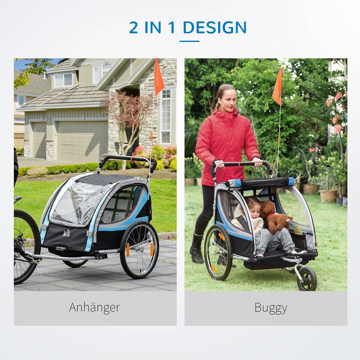 HOMCOM Fahrrad-Zubehör blau blau B/H/L: ca. 75x142x101 cm
