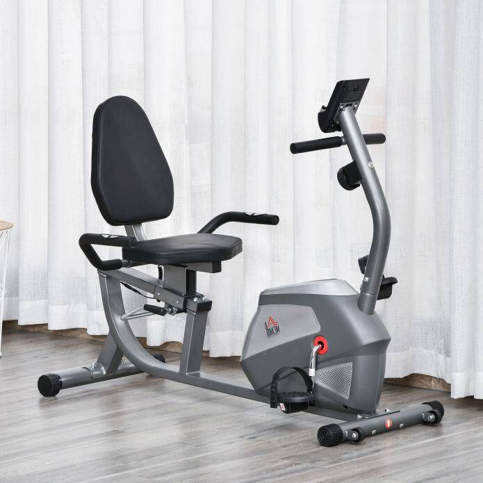 HOMCOM Liegeergometer grau Metall B/H/L: ca. 62,5x38x136 cm