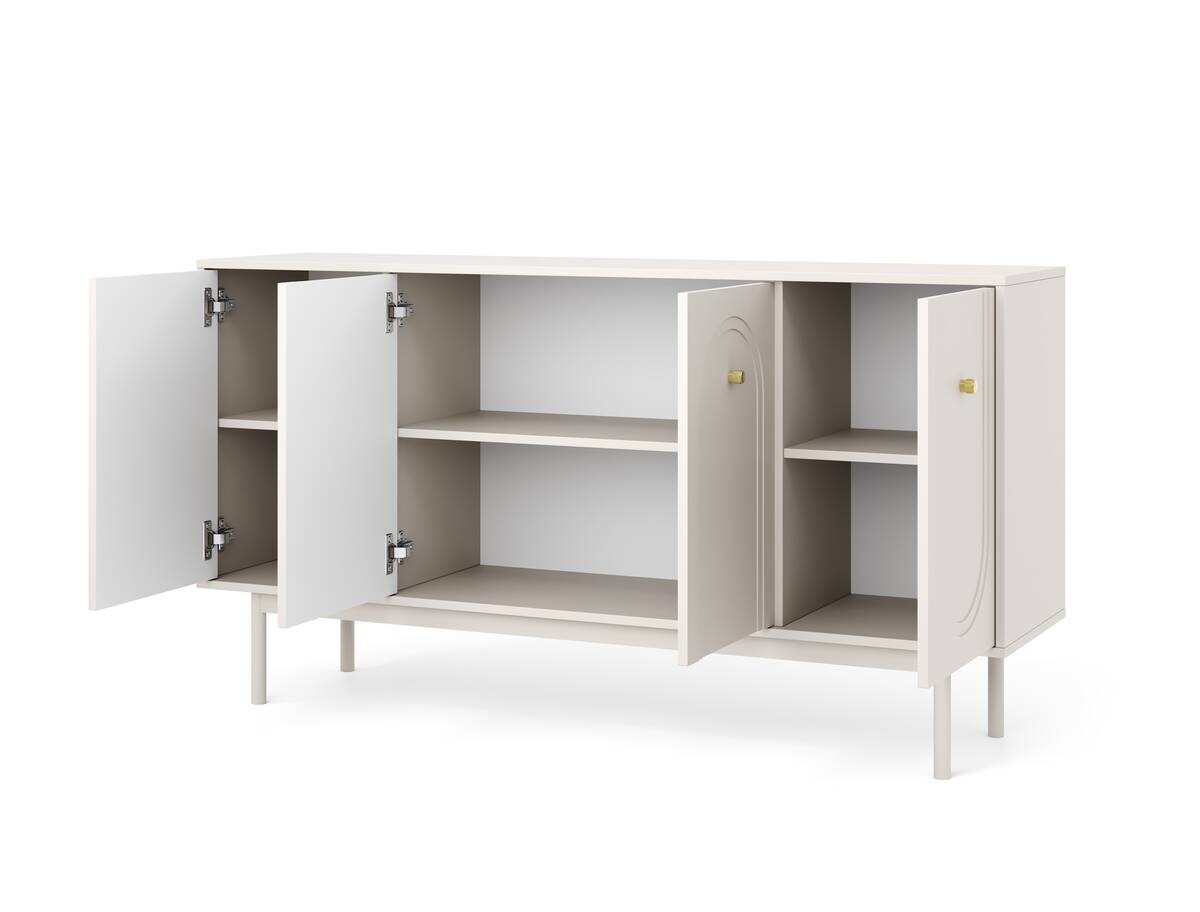 Kommode MAZOMA Eiche Kaschmirgrau Nachbildung gold Optik B/H/T: ca. 154x82x39 cm