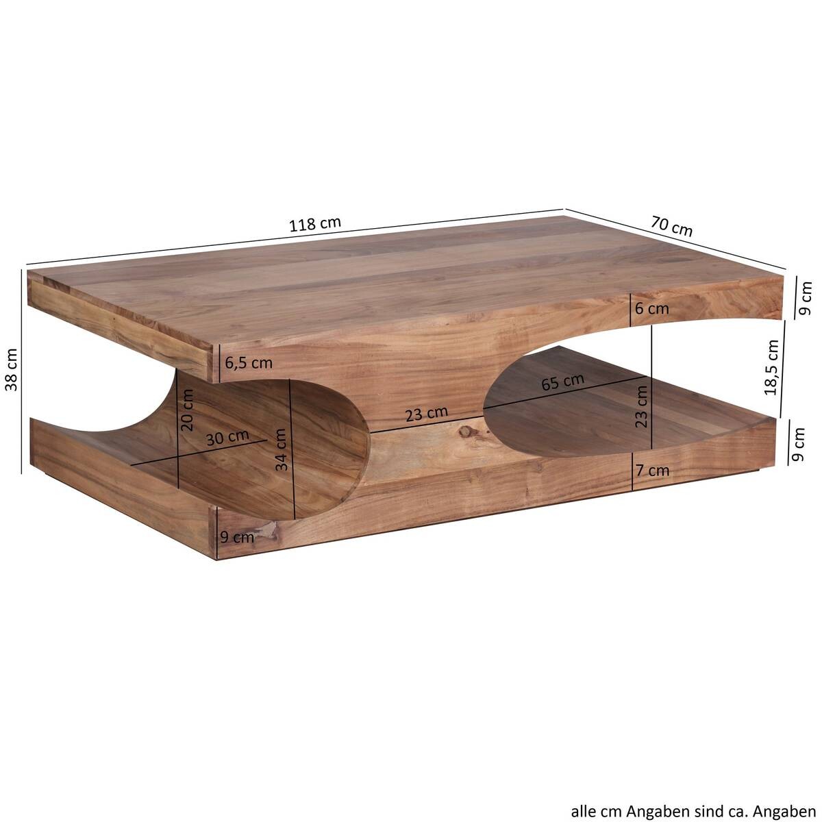 Wohnling Couchtisch braun B/H/T: ca. 118x38x70 cm