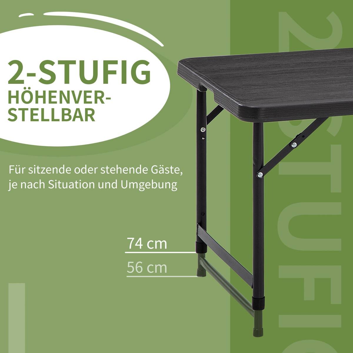 Outsunny Gartentisch dunkelgrau Stahl B/H/L: ca. 60x74x118 cm