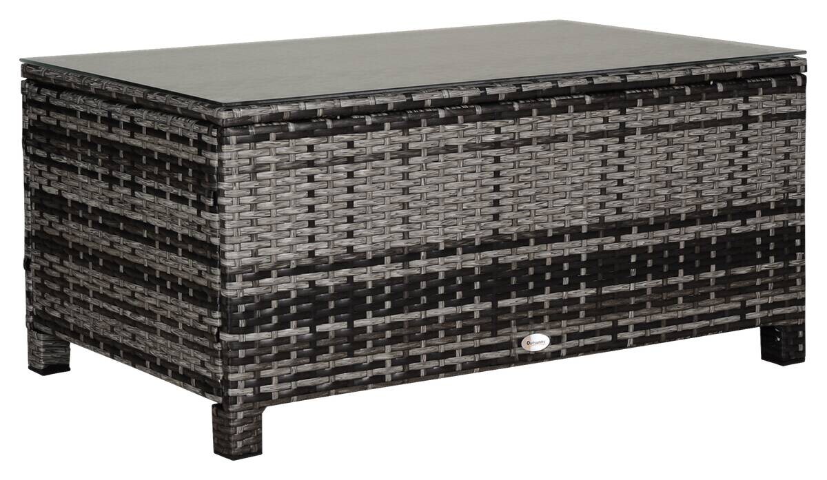 Outsunny Beistelltisch grau Polyrattan B/H/L: ca. 50x85x39 cm