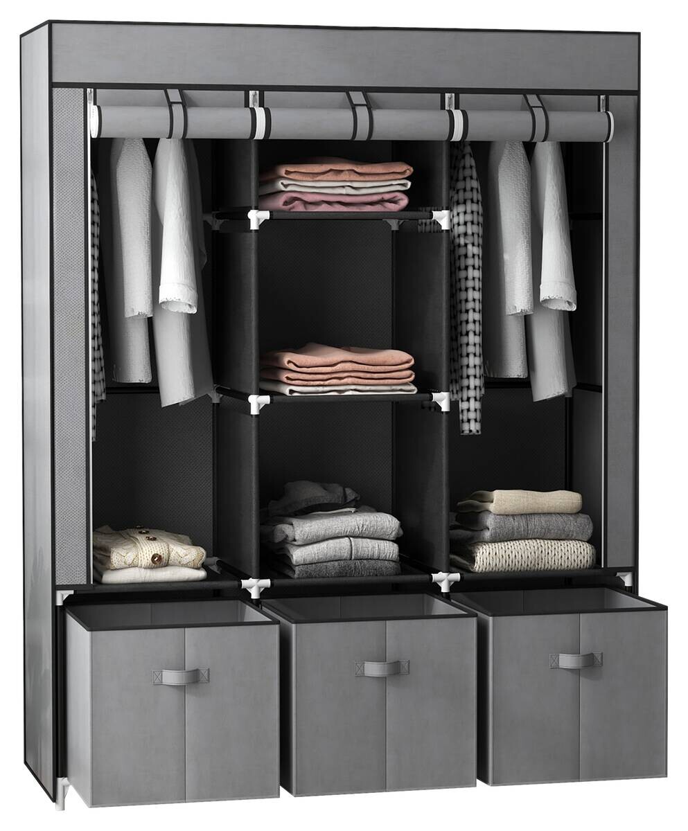 HOMCOM Kleiderschrank dunkelgrau Polypropylen B/H/L: ca. 43x125x162,5 cm