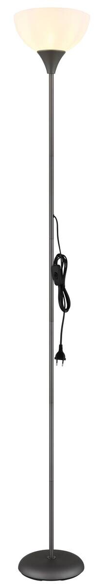 GLOBO Stehlampe titanfarbig schwarz Opal Kunststoff Metall H/D: ca. 178,5x25 cm E27 1 Brennstellen