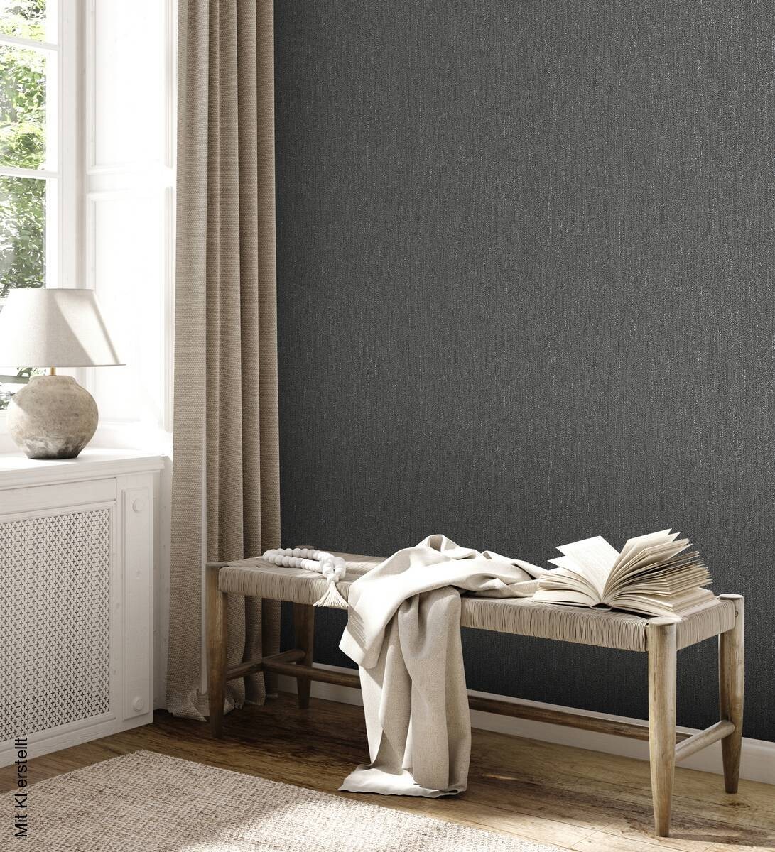 Vliestapete Attractive 2 Struktur schwarz B/L: ca. 53x1005 cm