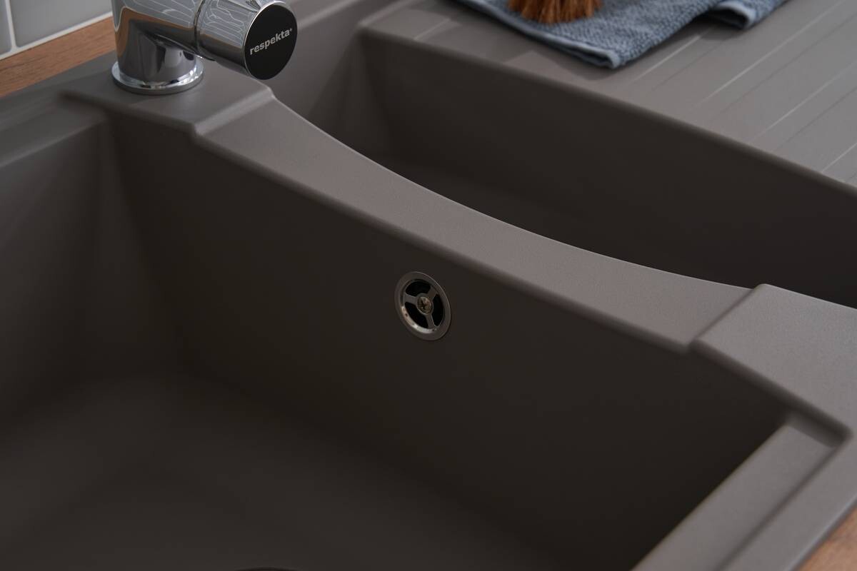 Respekta Einbauspüle Boston 100 x 50 G Beton grau Mineralite B/H/T: ca. 100x20x50 cm