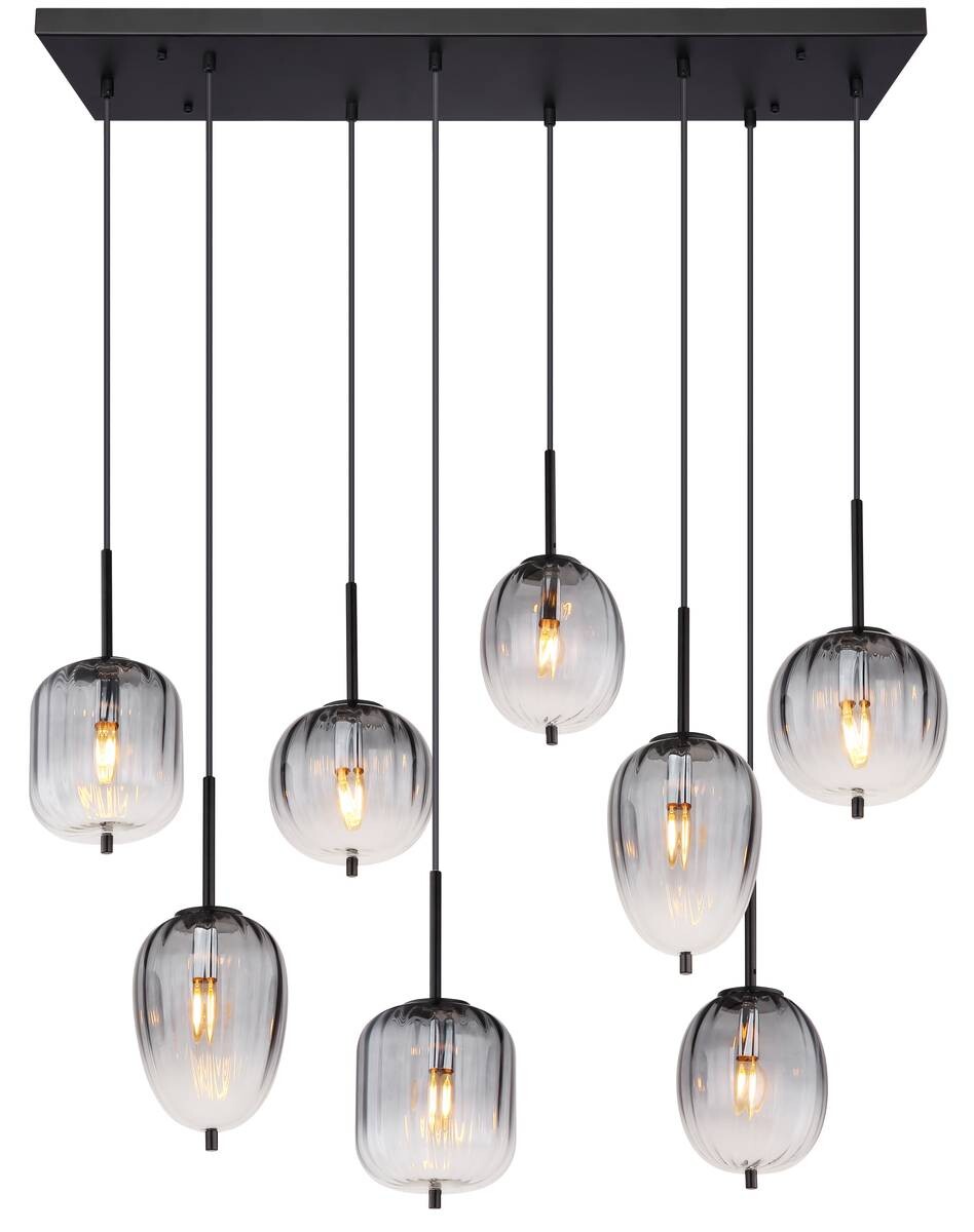 GLOBO Pendelleuchte mattschwarz Glas Metall B/H/T: ca. 32,5x120x102,5 cm 8.0 Brennstellen