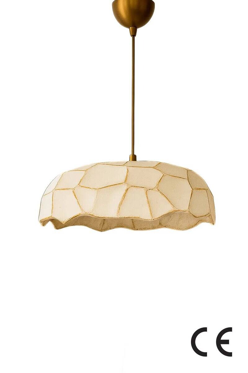 Opviq Pendelleuchte beige gold Beton Metall B/H/T/L/D: ca. 37x65x37x37x37 cm E27 1 Brennstellen