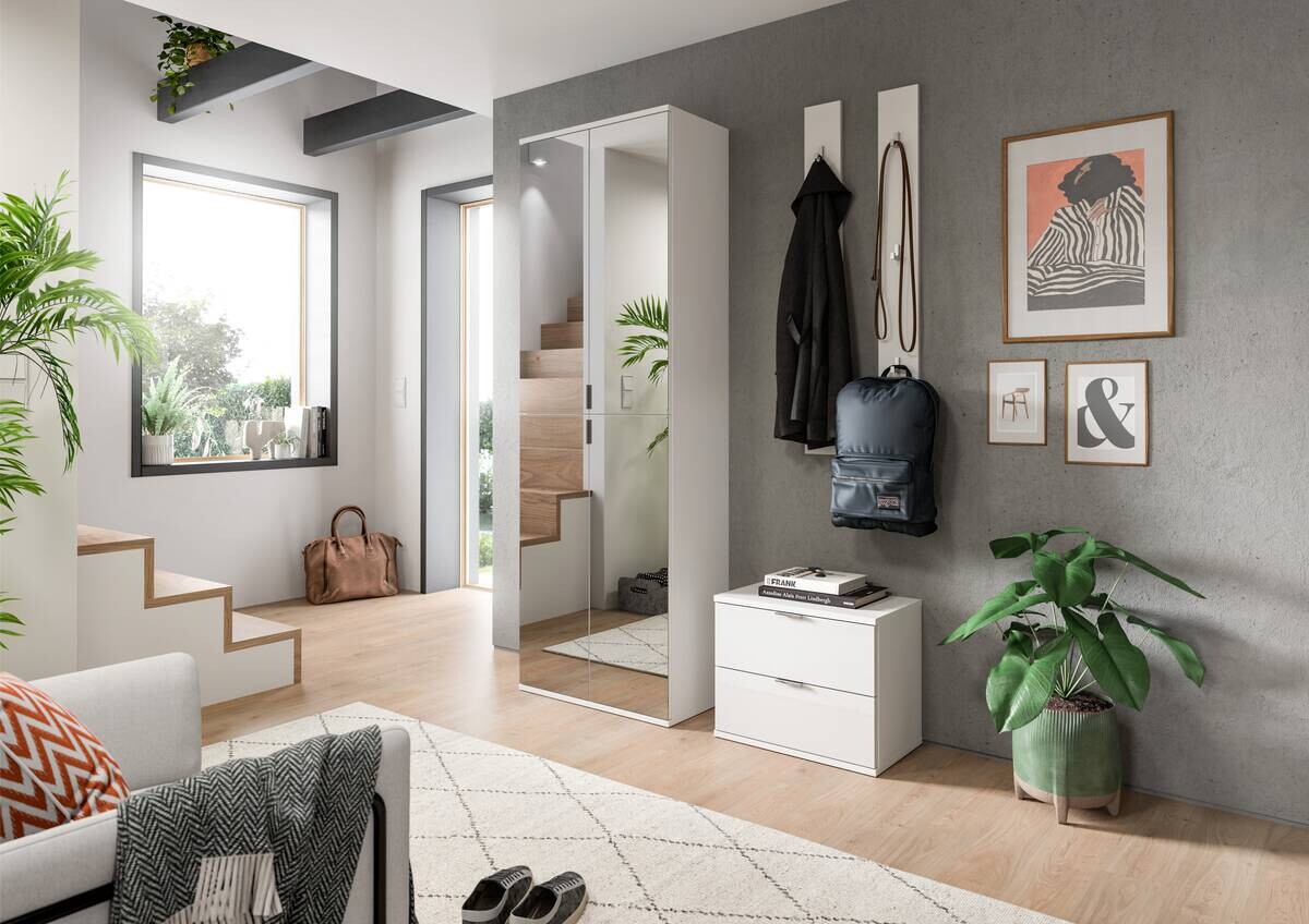 Garderobe PROJEKT X weiß weiß Hochglanz B/H/T: ca. 128x191x37 cm