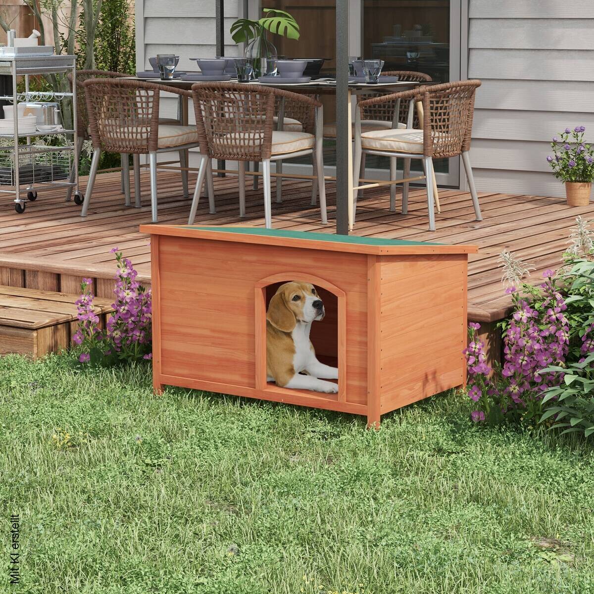 PawHut Hundehütte orange Holz B/H/L: ca. 65,5x68x100 cm