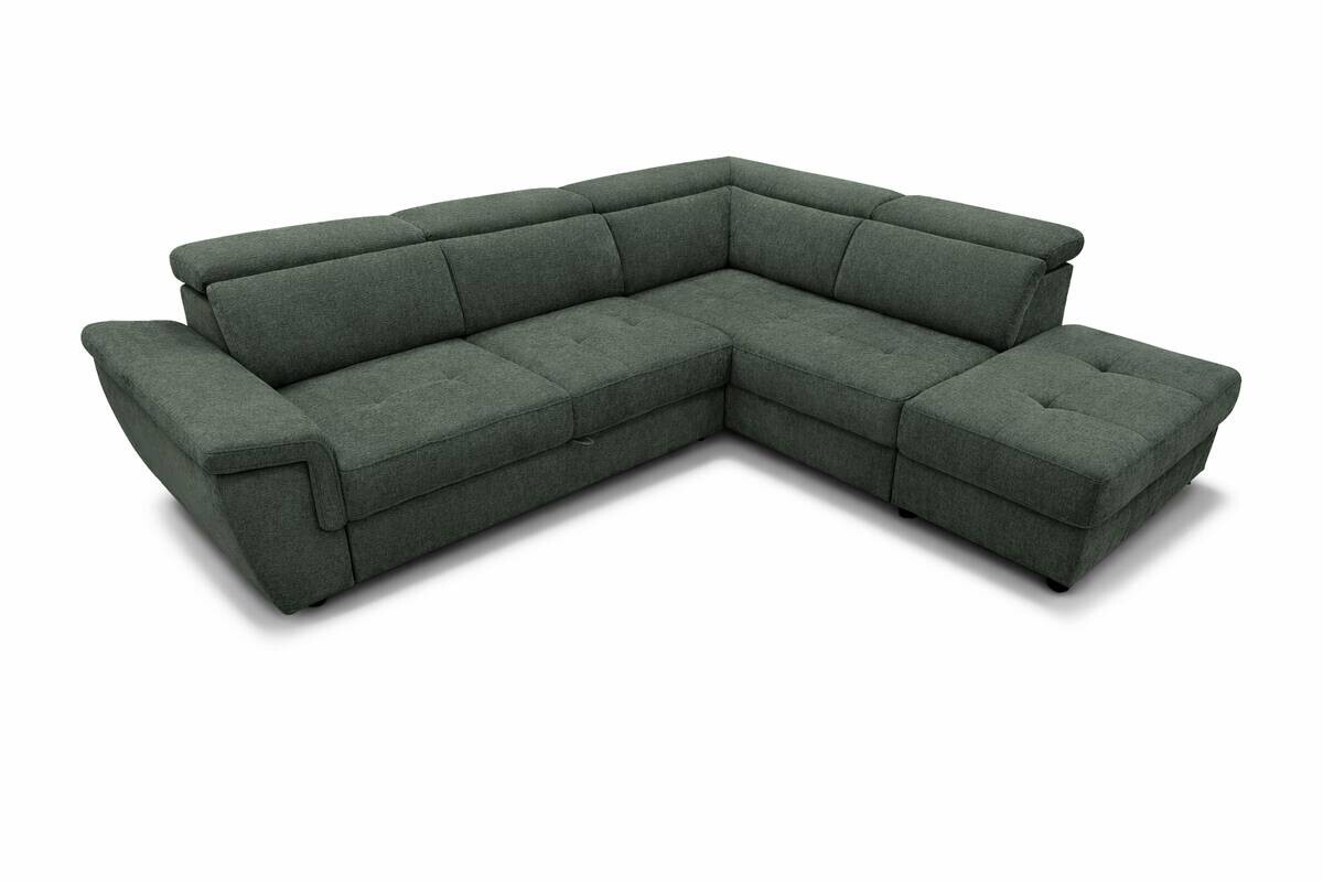 Ecksofa mit Bettfunktion und Bettkasten dunkelgrün Flachgewebe B/H/T: ca. 267x75x238 cm