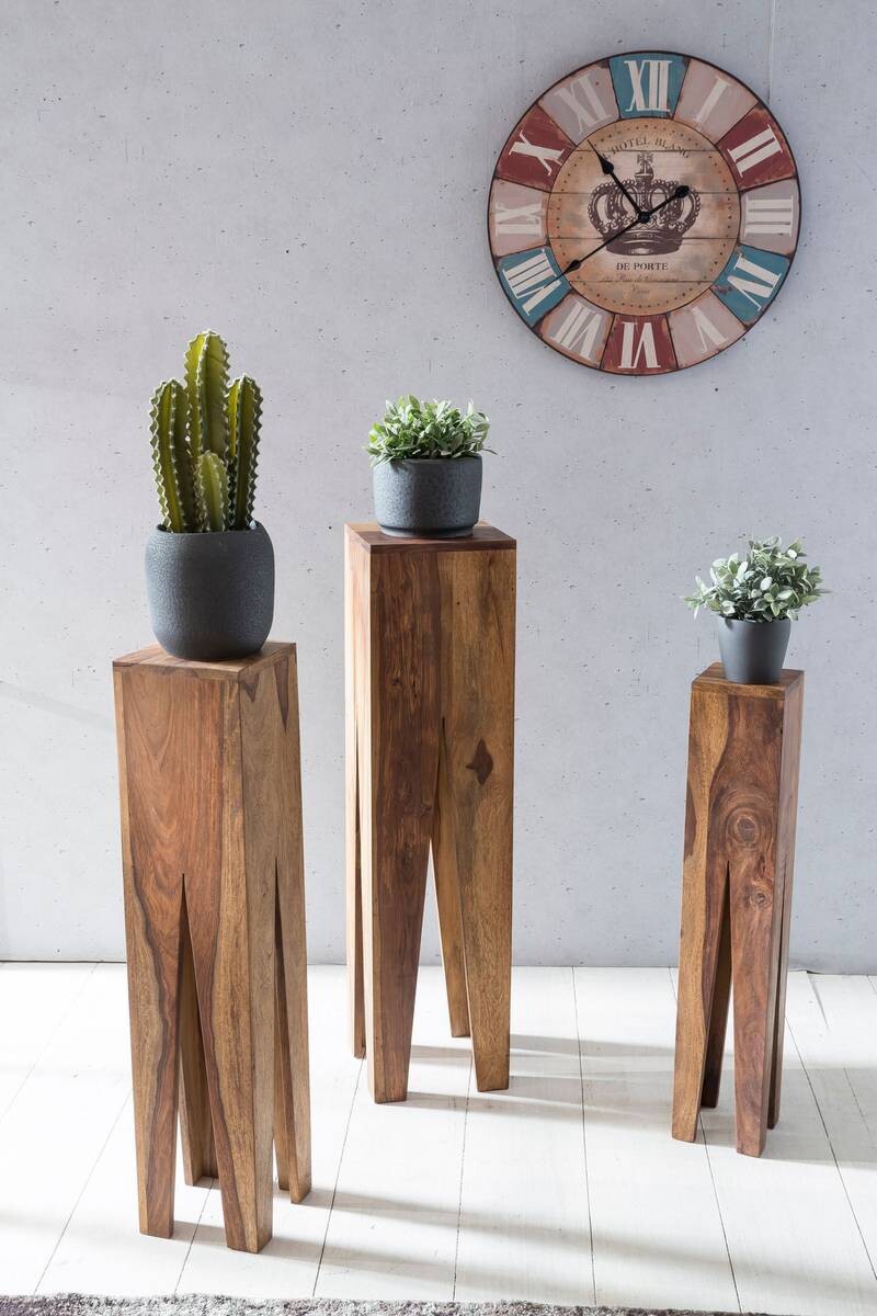 Beistelltisch 3er-Set. natur Echtholz