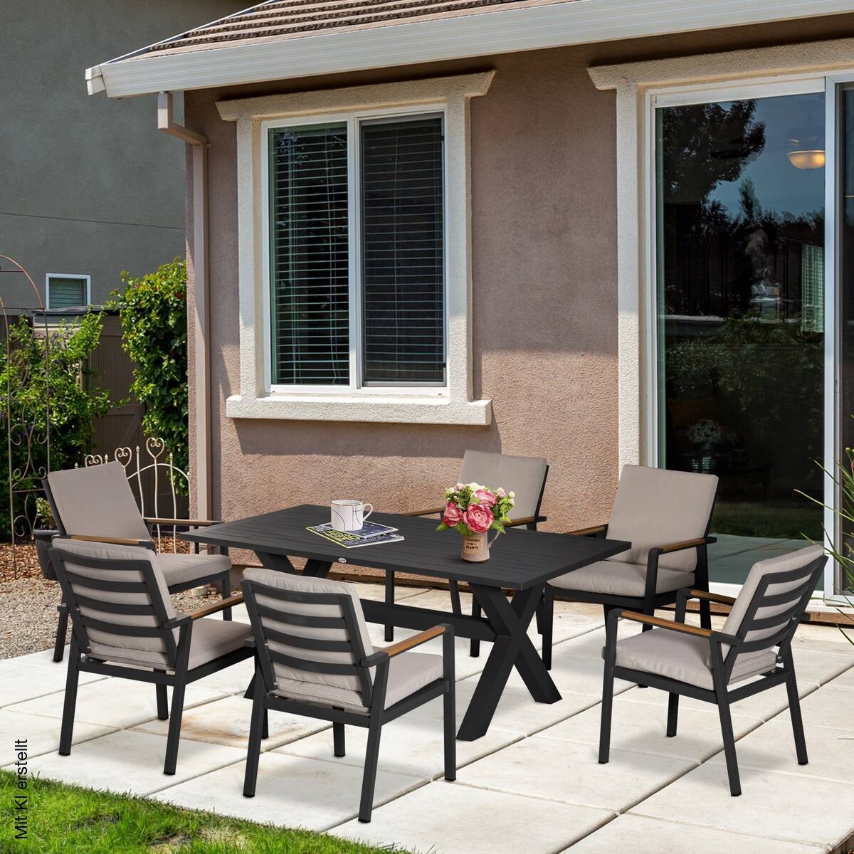 Outsunny Gartensitzgruppe grau Aluminium B/H/L: ca. 93x73x175 cm