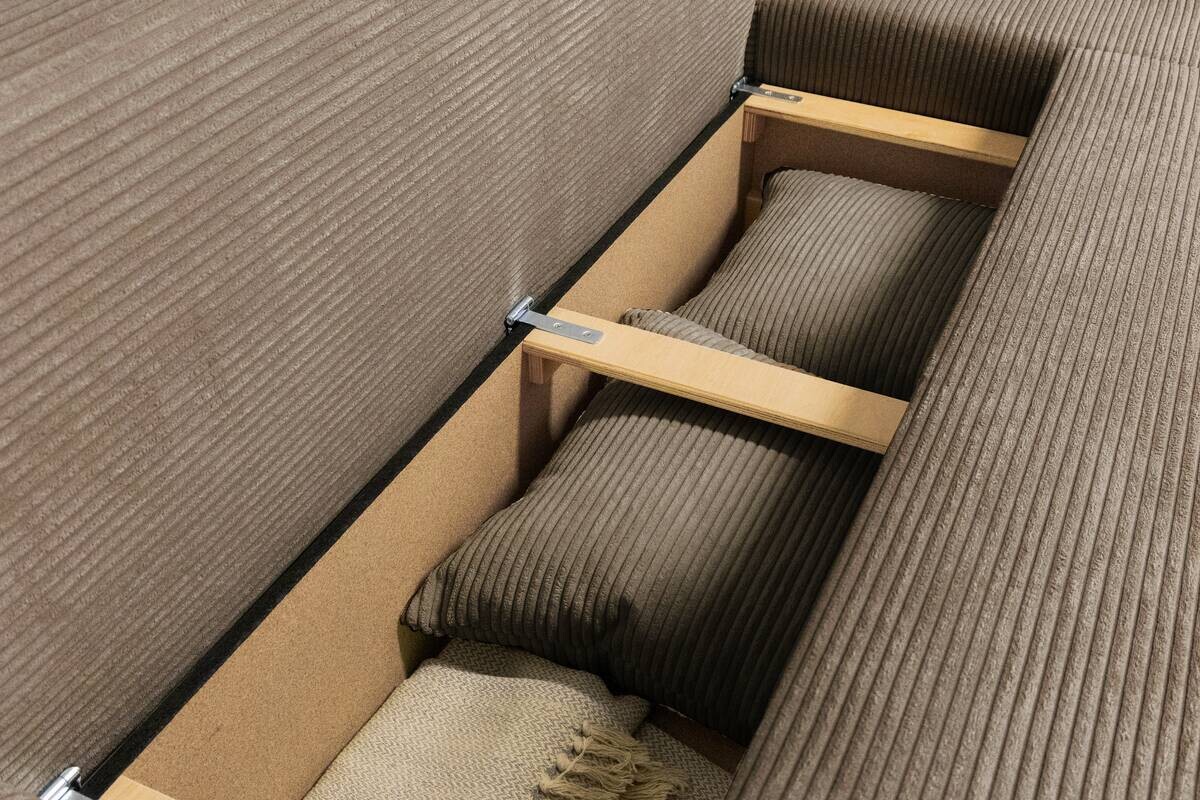Ecksofa mit Bettfunktion und Bettkasten taupe Microfaser B/H/T: ca. 191x70x142 cm