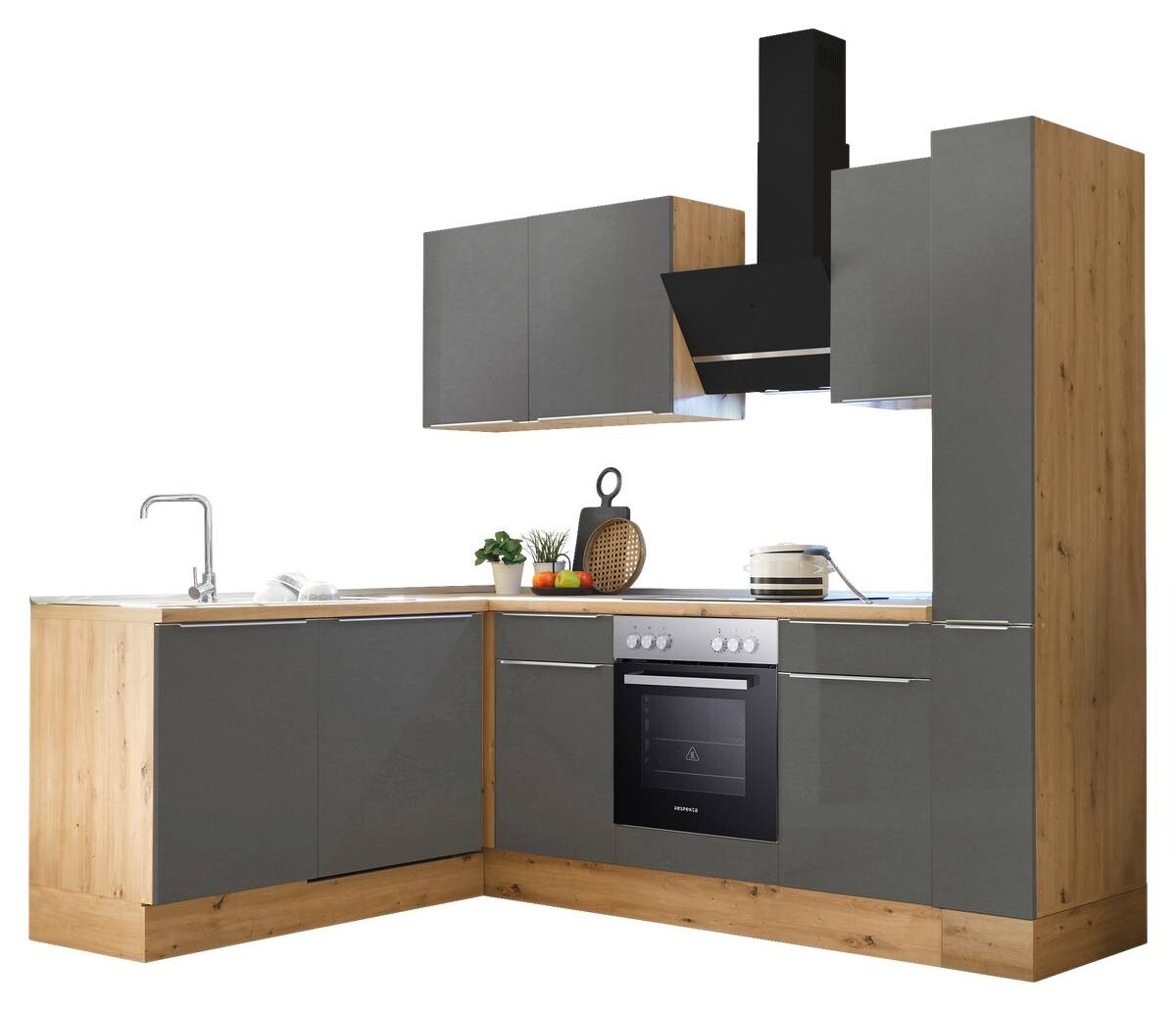 Respekta Winkelküche Marleen grau matt B/H/T: ca. 250x211x170 cm