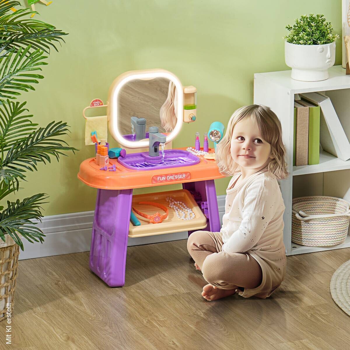 AIYAPLAY Kinder Schminktisch Set B/H/L: ca. 29x71x55 cm