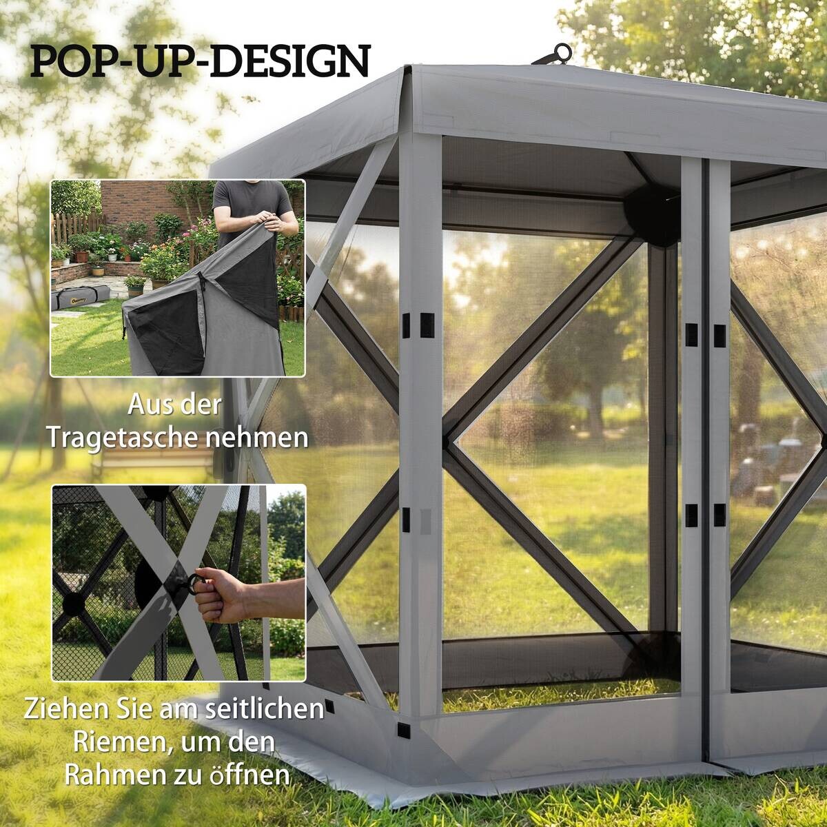 Outsunny Pavillon dunkelgrau Polyester B/H/L: ca. 185x205x185 cm