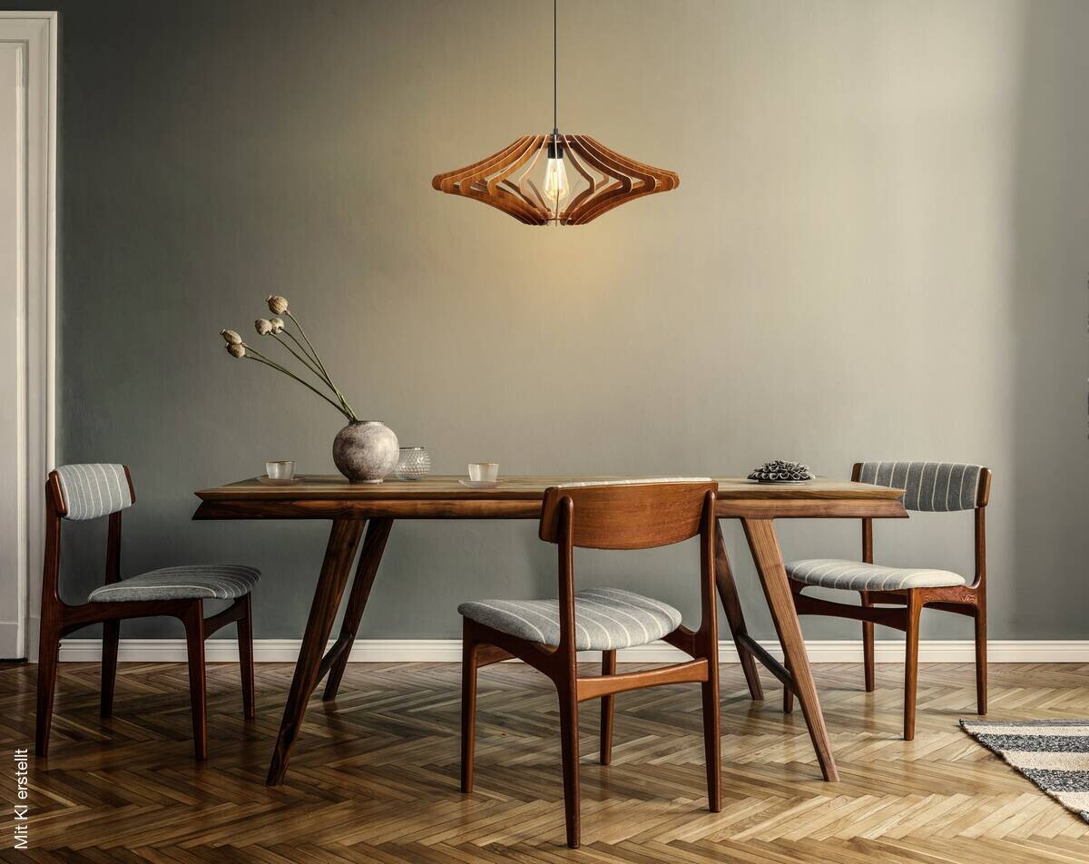 Opviq Pendelleuchte nussbaum MDF B/H/T/L/D: ca. 47x55x47x47x47 cm E27 1 Brennstellen