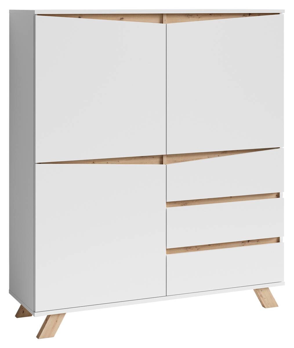 Highboard VALENTIN weiß Eiche Nachbildung B/H/T: ca. 120x142x38 cm