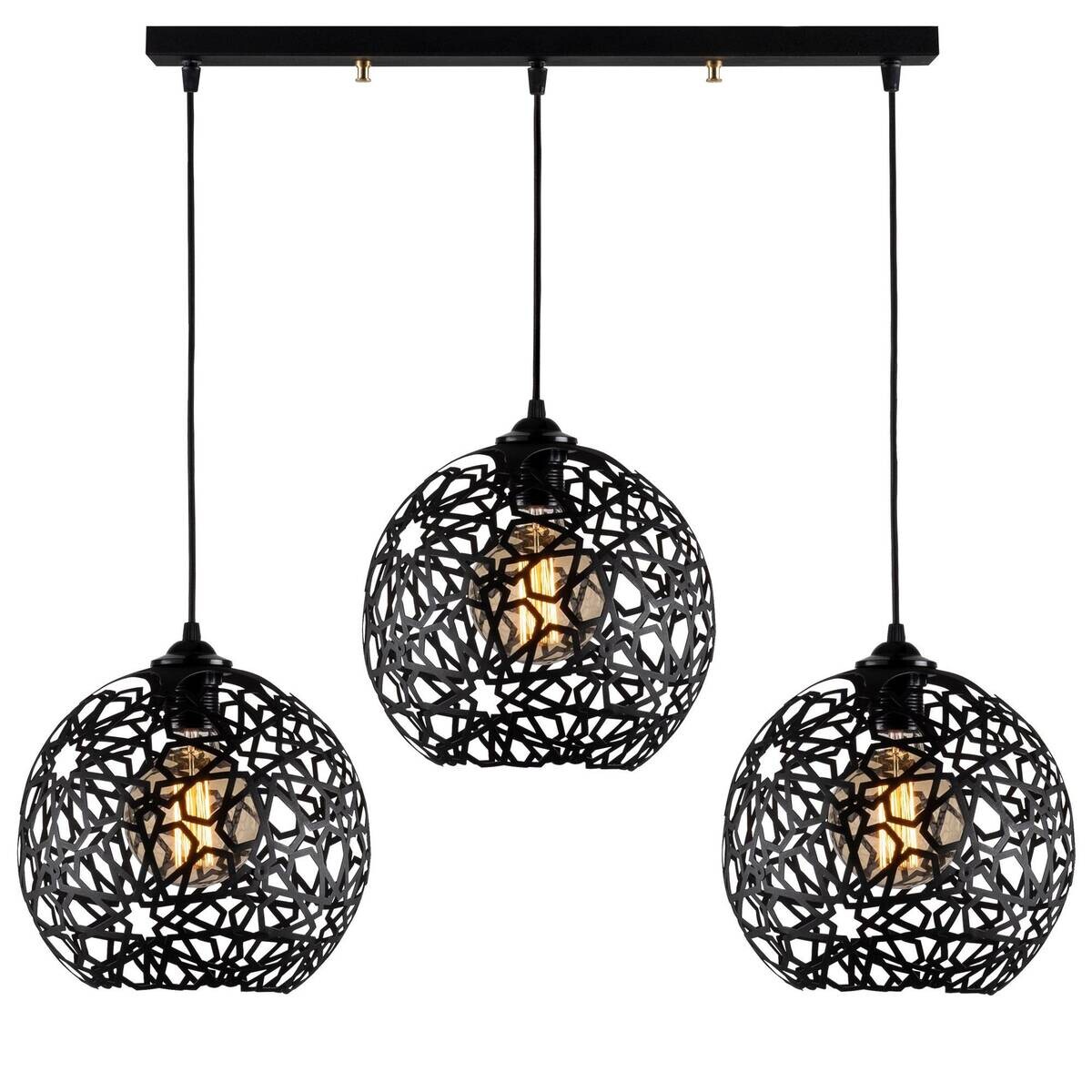 Opviq Pendelleuchte schwarz Metall B/H/T/L: ca. 100x115x25x100 cm E27 3 Brennstellen