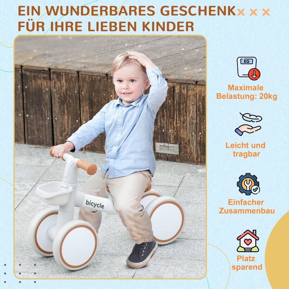 AIYAPLAY Kinderlaufrad weiß B/H/L: ca. 27x39x56 cm
