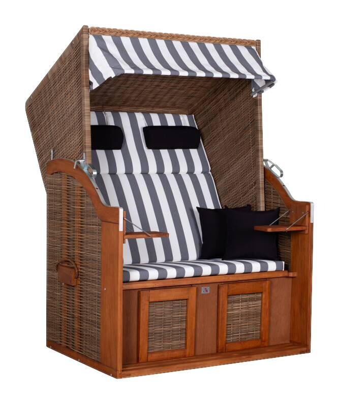 deVries Strandkorb grau Pinie B/H/L: ca. 80x160x120 cm