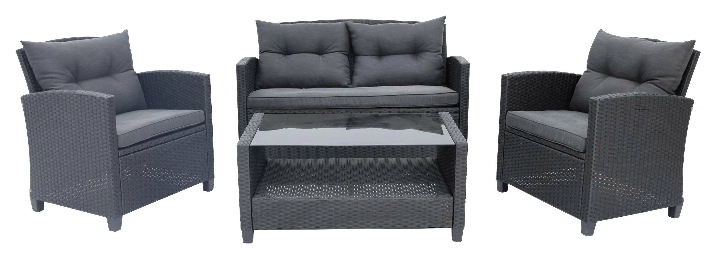 POCOline Gartensitzgruppe Mora grau Polyrattangeflecht