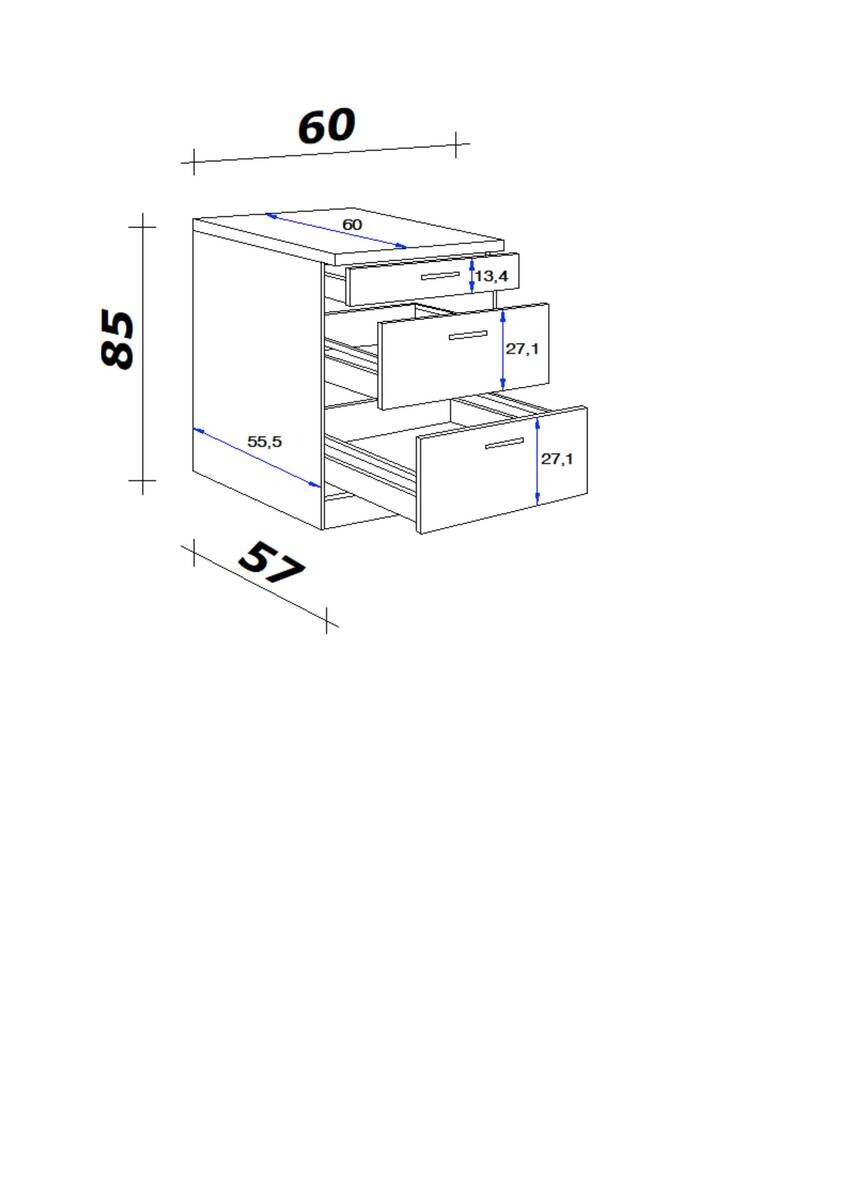 Auszugsschrank Morena grau matt B/H/T: ca. 60x85x60 cm