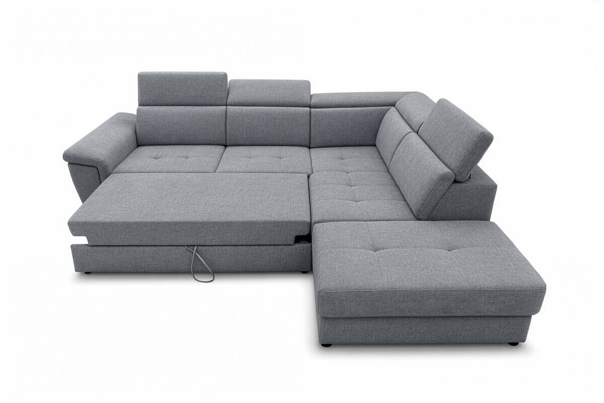 Ecksofa mit Bettfunktion und Bettkasten grau Flachgewebe B/H/T: ca. 267x75x238 cm