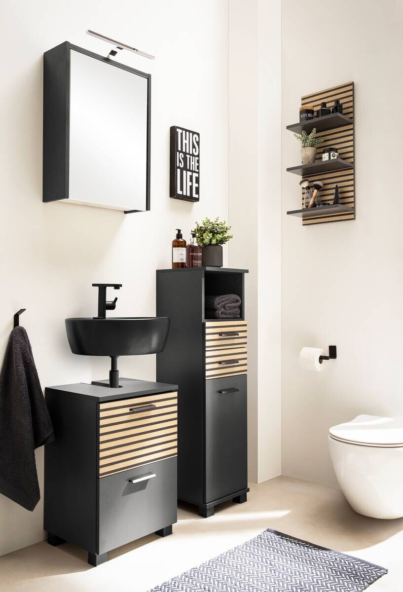 Waschbeckenunterschrank Katta anthrazit B/H/T: ca. 40,2x60,8x35 cm