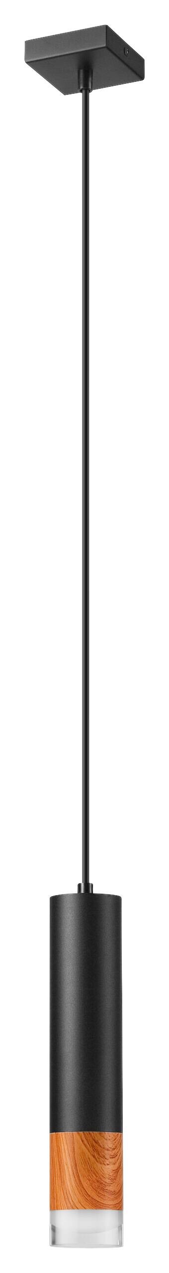 Lamkur Pendelleuchte schwarz Glas Stahl B/H/L: ca. 8x105x8 cm GU10 1 Brennstellen